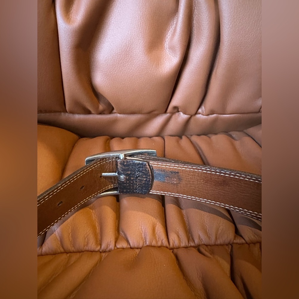 Vintage Classic Brown Distressed Leather Men's Belt - Size 38 - Picture 8 of 10